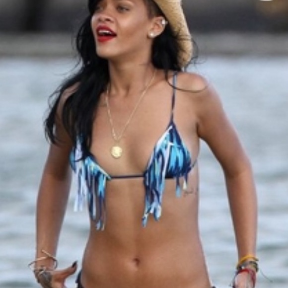 acacia swimwear Other - Acacia Montauk Fringe Top in Blue Cantik print